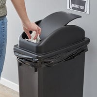 Lavex Janitorial Black Slim Rectangular Trash Can Dome / Swing Top Lid