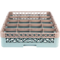 Noble Products 20-Compartment Gray Full-Size Glass Rack with 1 Brown Extender - 19 3/8 inch x 19 3/8 inch x 5 5/8 inch