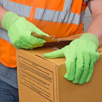 Hi-Vis Lime Polyester / Cotton Double Palm Work Gloves - Large - Pair - 12/Pack