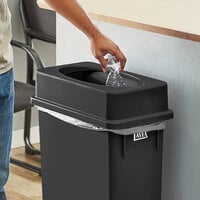 Lavex Black Slim Rectangular Trash Can Drop Shot Lid