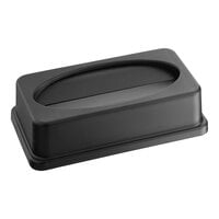 Lavex Black Slim Rectangular Trash Can Drop Shot Lid