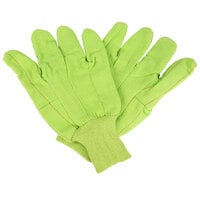 Hi-Vis Yellow Cotton Double Palm Work Gloves - Large - Pair - 12/Pack