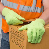 Hi-Vis Yellow Cotton Double Palm Work Gloves - Large - Pair - 12/Pack