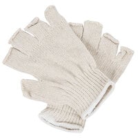 Standard Weight Natural Polyester / Cotton Fingerless Gloves - Large - 12/Pack