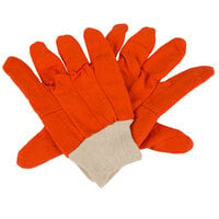 Hi-Vis Orange Polyester / Cotton Double Palm Work Gloves - Large - Pair - 12/Pack