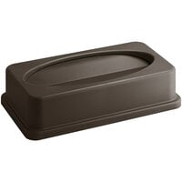 Lavex Brown Slim Rectangular Trash Can Drop Shot Lid