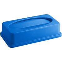 Lavex Blue Slim Rectangular Trash Can Drop Shot Lid