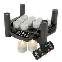 Sterno 60314 2.0 12 Piece Warm White Rechargeable Flameless Tea Light Set with EasyStack Charging Base and Timer with Remote