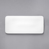 Acopa 14" x 6 1/4" Rectangular Bright White Porcelain Flat Plate - 6/Case