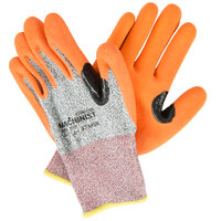 Machinist Salt and Pepper HPPE / Glass Fiber Cut Resistant Gloves with Orange Sandy Nitrile Palm Coating - Large - Pair