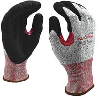 Machinist Salt and Pepper HPPE / Glass Fiber Cut Resistant Gloves with Black Sandy Nitrile Palm Coating