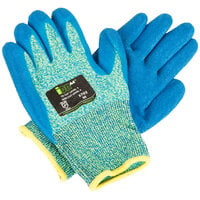 Cordova iON A4 Aqua HPPE / Glass Fiber Cut Resistant Gloves with Blue Crinkle Latex Palm Coating - Pair
