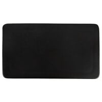 Acopa 10 inch x 5 3/4 inch Rectangular Matte Black Stoneware Flat Plate - 12/Case