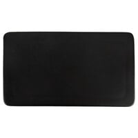 Acopa 10" x 5 3/4" Rectangular Matte Black Stoneware Flat Plate - 12/Case