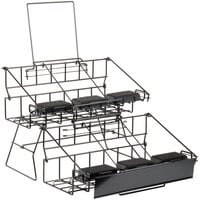 Choice 20 1/4 inch x 23 5/16 inch x 17 3/8 inch Black Wire 6 Compartment Airpot Rack with Drip Trays