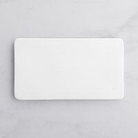 Acopa 10" x 5 3/4" Rectangular Bright White Porcelain Flat Plate - 12/Case