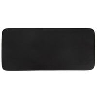 Acopa 14 inch x 6 1/4 inch Rectangular Matte Black Stoneware Flat Plate - 6/Case