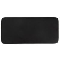 Acopa 14" x 6 1/4" Rectangular Matte Black Stoneware Flat Plate - 6/Case