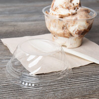 Choice 5-12 oz. Clear Plastic Low Dome Lid, No Hole - 50/Pack