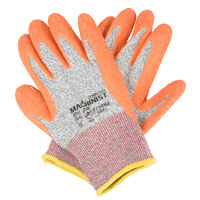 Machinist Salt and Pepper HPPE / Glass Fiber Cut Resistant Gloves with Orange Crinkle Latex Palm Coating - Large - Pair