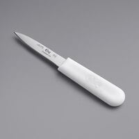 Choice 3 1/4 inch Hotel Style Smooth Edge Paring Knife with White Handle
