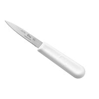 Choice 3 1/4" Hotel Style Smooth Edge Paring Knife with White Handle