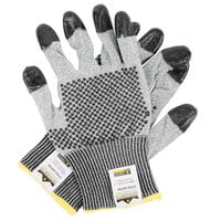 Monarch Dots Gray Engineered Fiber Cut Resistant Gloves with Two-Sided Nitrile Dotted Coating - Large - Pair