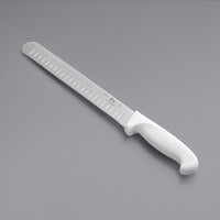 Choice 10 inch Granton Edge Slicing Knife with White Handle