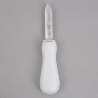 Choice 2 3/4 inch Providence Style Oyster Knife with White Handle