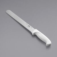 Choice 10 inch Serrated Edge Slicing / Bread Knife with White Handle