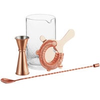 Acopa 4-Piece 25 oz. Cocktail Stirring Glass Kit with Copper Accessories