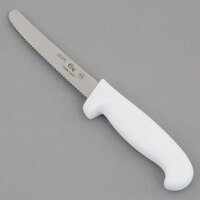 Choice 4 1/2 inch Serrated Edge Utility Knife with White Handle
