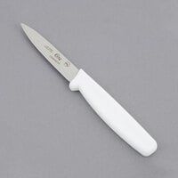 Choice 3 1/4 inch Smooth Edge Paring Knife with White Handle