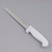 Choice 8" Serrated Edge Bread Knife with White Handle