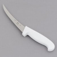 Choice 6" Curved Flexible Boning Knife with White Handles