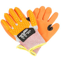 Machinist Salt and Pepper HPPE / Glass Fiber Cut Resistant Gloves with Orange Sandy Nitrile Palm Coating and TPR Protectors - Extra Large - Pair