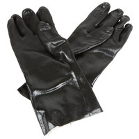 Black Sandpaper Supported 14 inch PVC Gloves with Jersey Lining - Large - Pair - 12/Pack