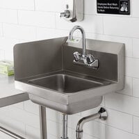 Regency 17 inch x 15 inch Wall Mounted Hand Sink with Gooseneck Faucet and Left Side Splash