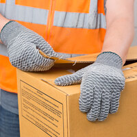 Gray Polyester / Nylon Grip Gloves with Two-Sided Criss-Cross PVC Coating - Extra Large - 12/Pack