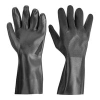 Cordova PVC Black Large 14" Sandpaper Gloves with Interlock Lining - 12/Pack