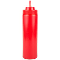 Choice 24 oz. Red Wide Mouth Squeeze Bottle - 6/Pack