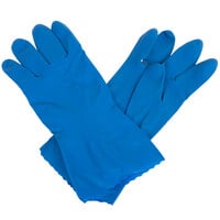 Standard 15-Mil Blue Embossed Unsupported Latex Gloves - Extra Large - Pair - 12/Pack