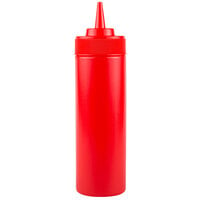 Choice 12 oz. Red Wide Mouth Squeeze Bottle   - 6/Pack