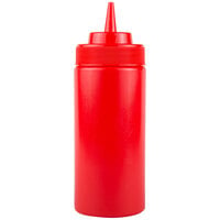 Choice 16 oz. Red Wide Mouth Squeeze Bottle   - 6/Pack