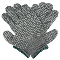 Gray Polyester / Nylon Grip Gloves with Two-Sided Criss-Cross PVC Coating - Large - Pair - 12/Pack