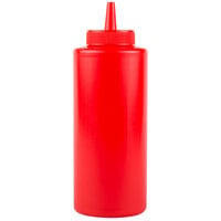 Choice 12 oz. Red Squeeze Bottle - 6/Pack
