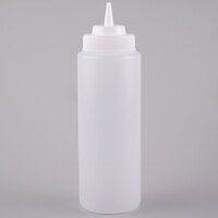 Choice 32 oz. Clear Wide Mouth Squeeze Bottle - 6/Pack