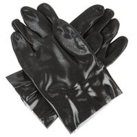 Black Sandpaper Supported 10 inch PVC Gloves with Interlock Lining - Large - Pair - 12/Pack