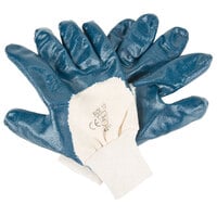 Standard Blue Smooth Supported Nitrile Gloves with Jersey Lining - Large - Pair - 12/Pack