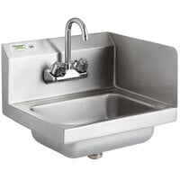 Regency 17" x 15" Wall Mounted Hand Sink with Gooseneck Faucet and Right Side Splash